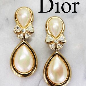 ⚜️ Vintage Christian Dior Crystal & Pearl Earrings